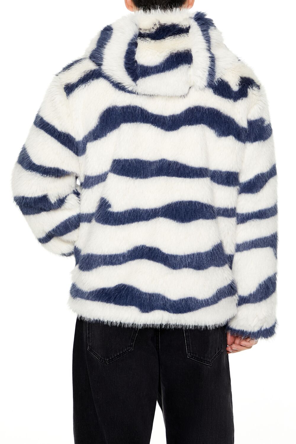  Forever 21 Striped Faux Fur Jacket - cream-cocoa-swatch - Bonton