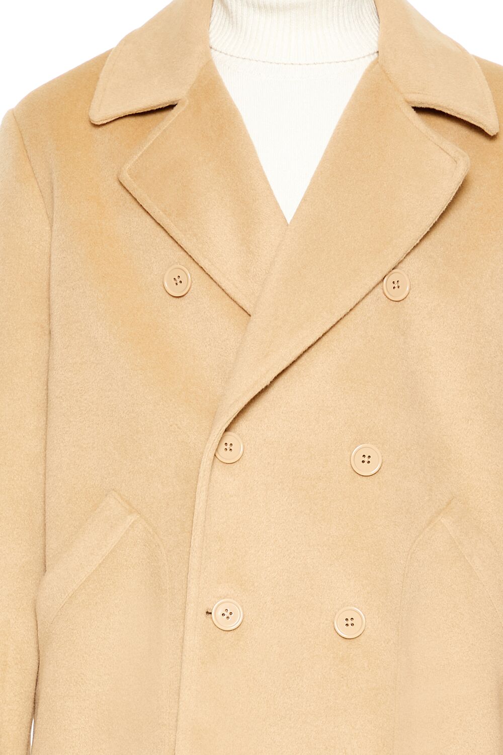  Forever 21 Notched Double-Breasted Coat - camel - Bonton
