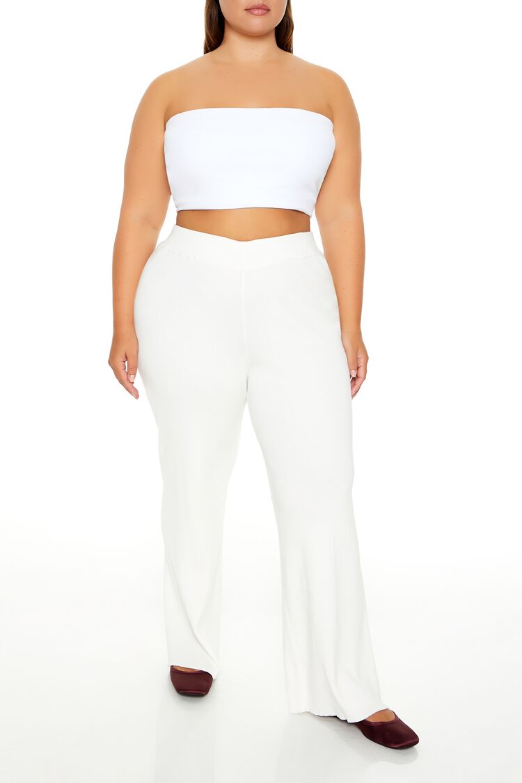  Forever 21 Plus Size Sweater-Knit Wide-Leg Pants - cream - Bonton