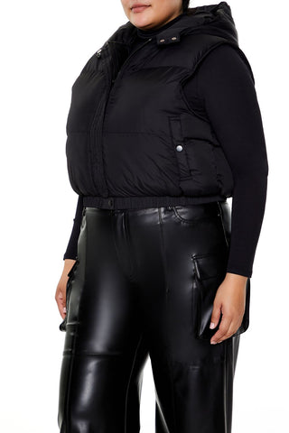 Plus Size Hooded Puffer Vest