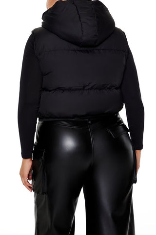 Plus Size Hooded Puffer Vest