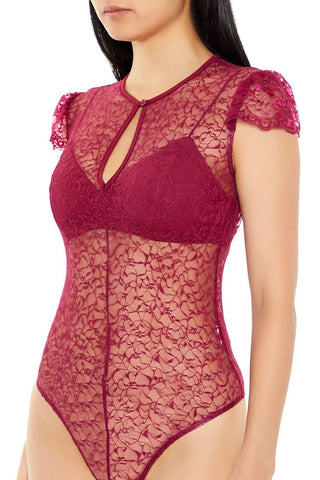 Sheer Lace Thong Bodysuit