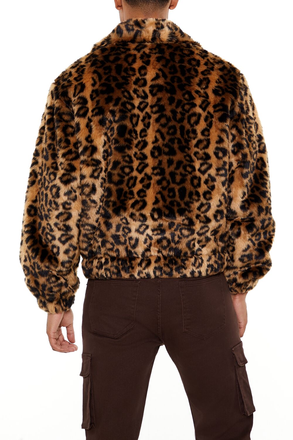 Forever 21 Faux Fur Leopard Zip-Up Coat - black-camel-swatch - Bonton