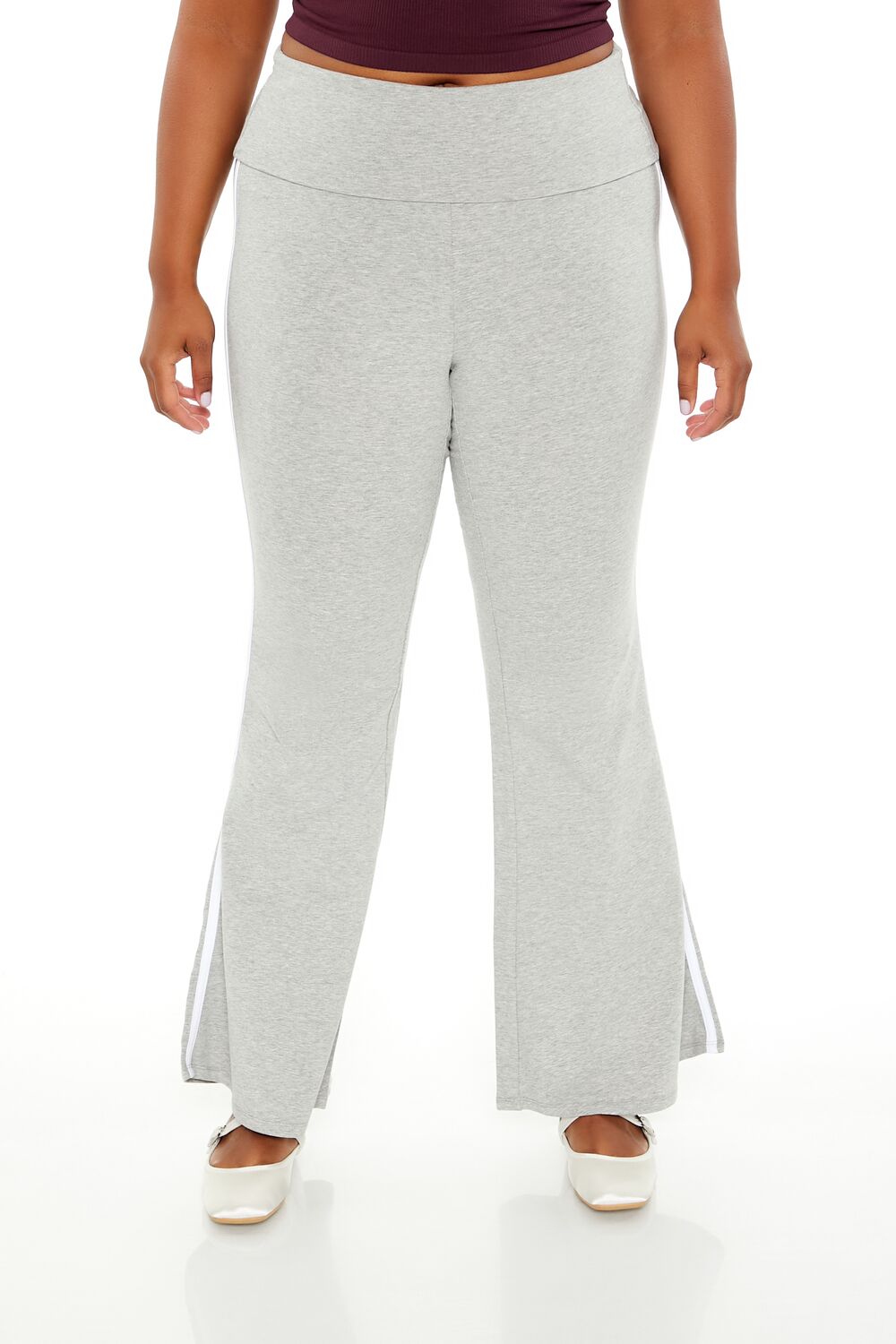  Forever 21 Plus Size Two-Tone Flare Leggings - heather-grey - Bonton