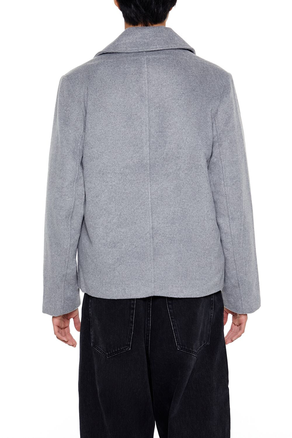  Forever 21 Notched Double-Breasted Coat - grey - Bonton