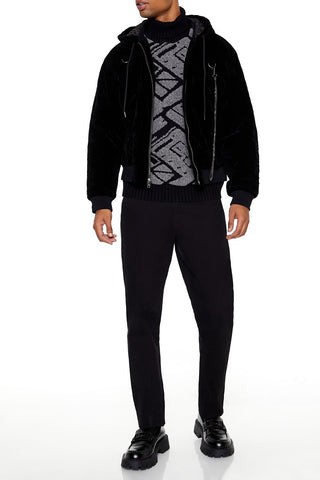 Hooded Velvet Wallet Chain Jacket