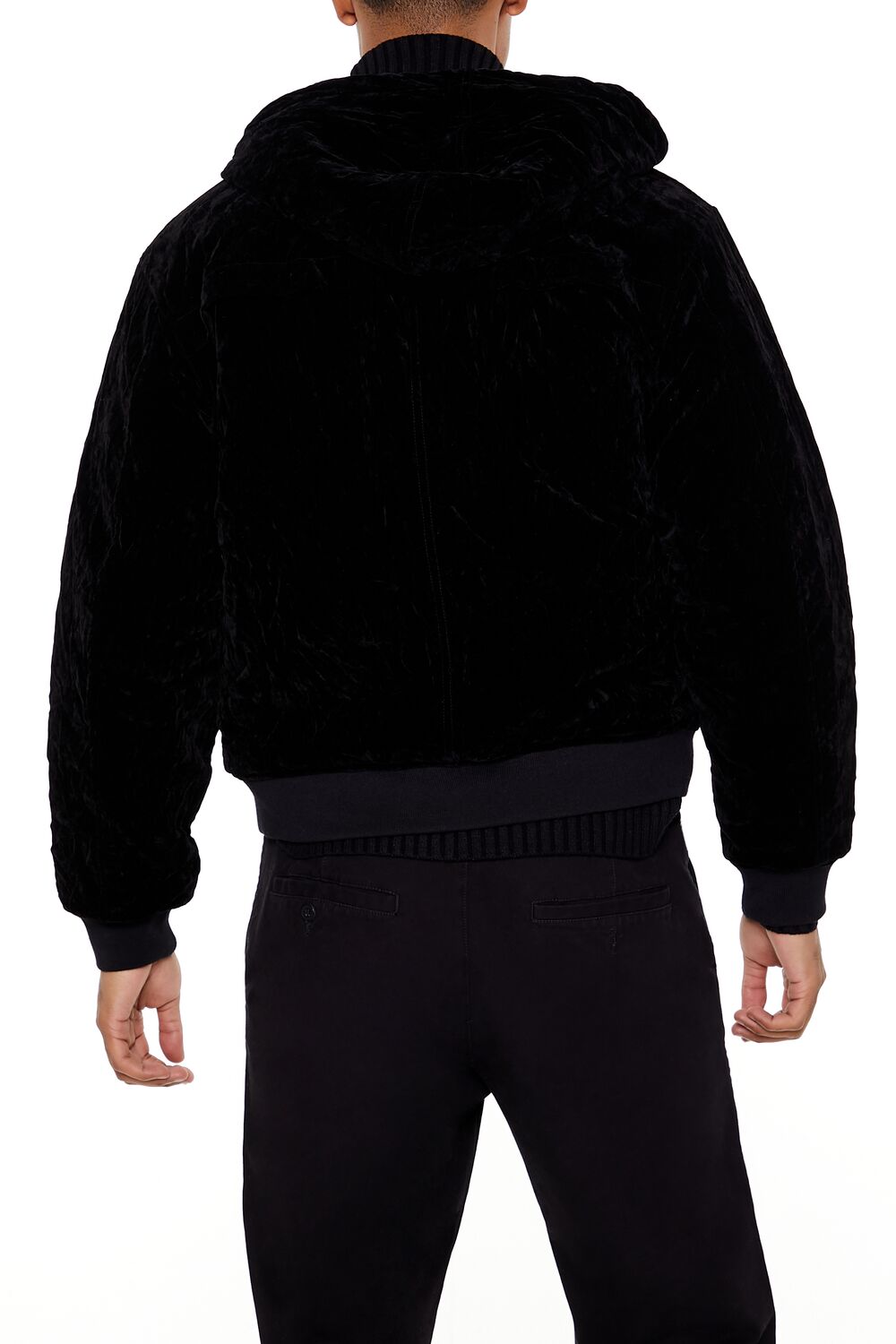  Forever 21 Hooded Velvet Wallet Chain Jacket - black-swatch - Bonton