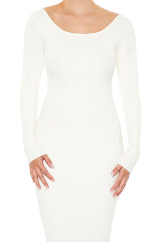 Twist-Back Midi Sweater Dress