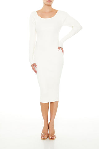 Twist-Back Midi Sweater Dress