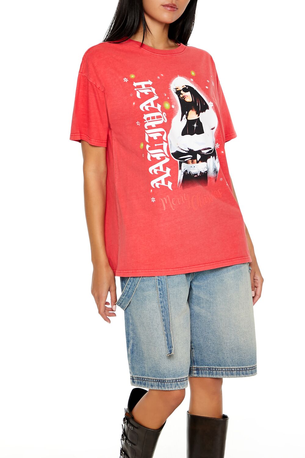 Forever 21 Aaliyah Christmas Graphic Tee - red multi - Bonton