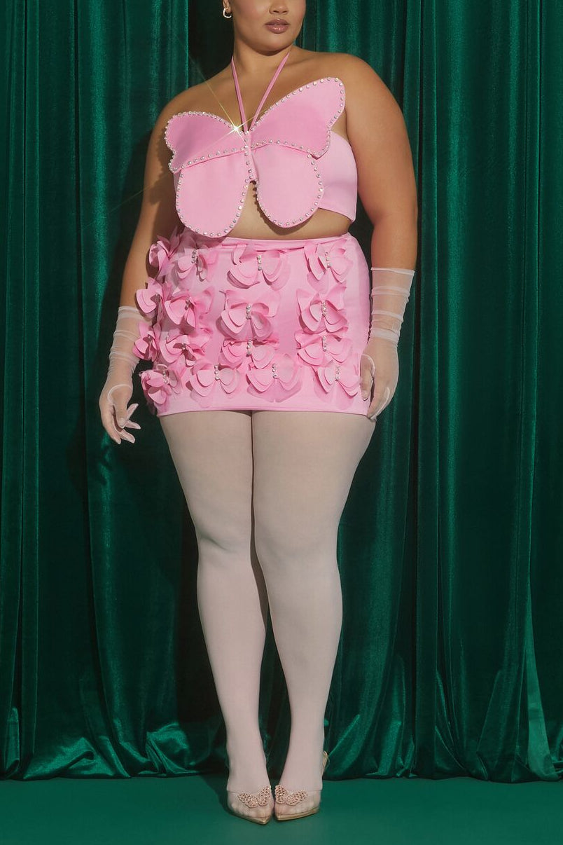  Forever 21 Plus Size Wicked Butterfly Mini Skirt - pink - Bonton