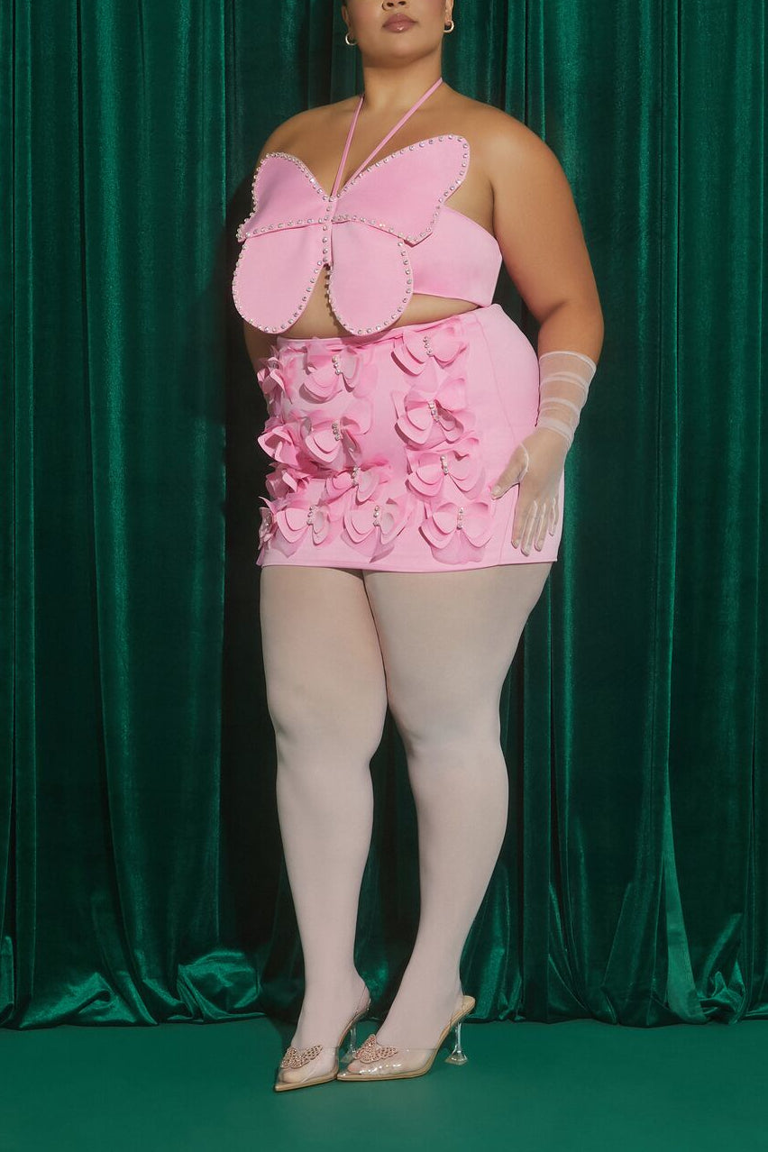  Forever 21 Plus Size Wicked Butterfly Mini Skirt - pink - Bonton