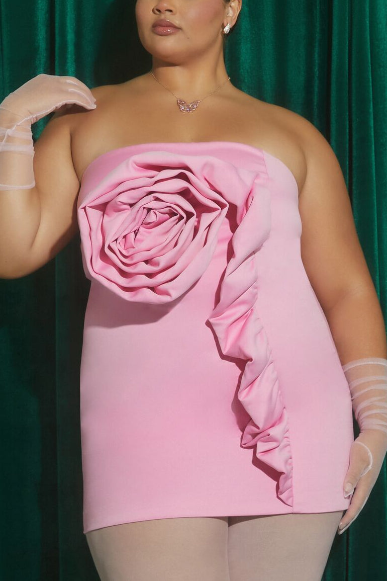  Forever 21 Plus Size Wicked Rosette Tube Dress - pink - Bonton