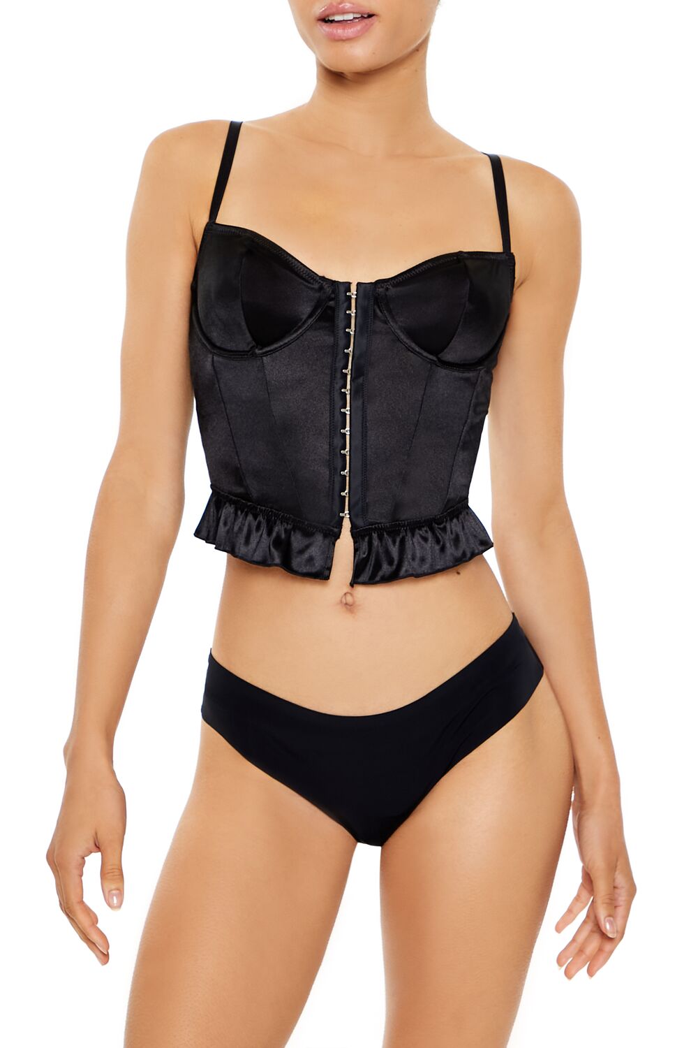  Forever 21 Satin Lingerie Corset Cami - black - Bonton
