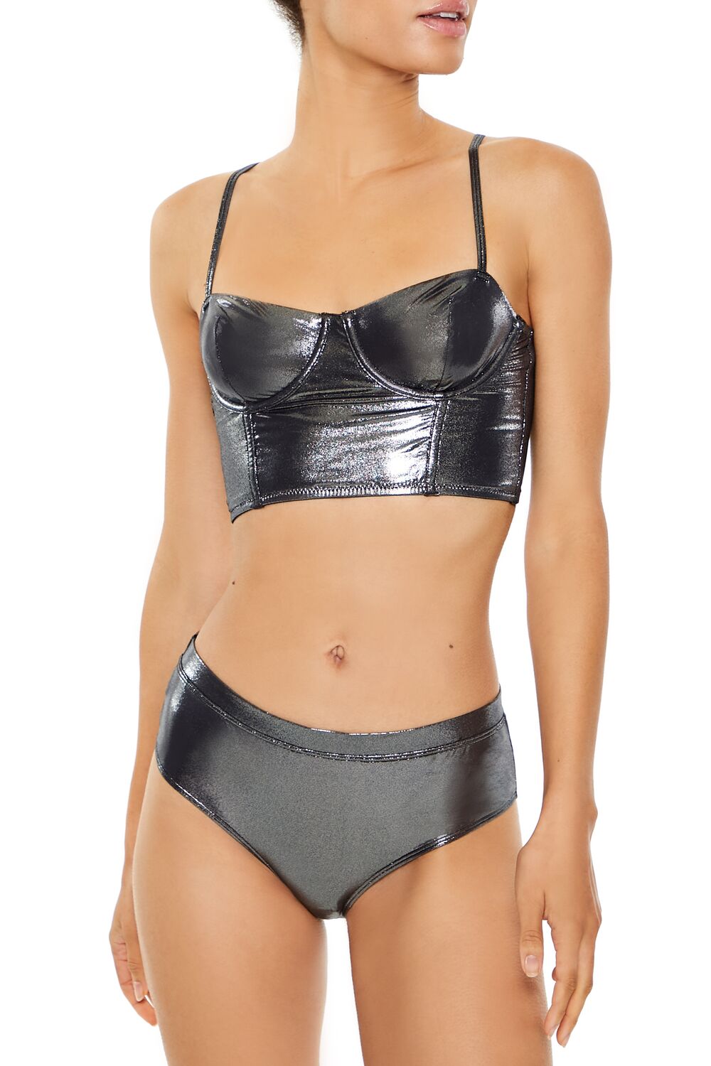  Forever 21 Metallic Lingerie Bustier - gunmetal - Bonton