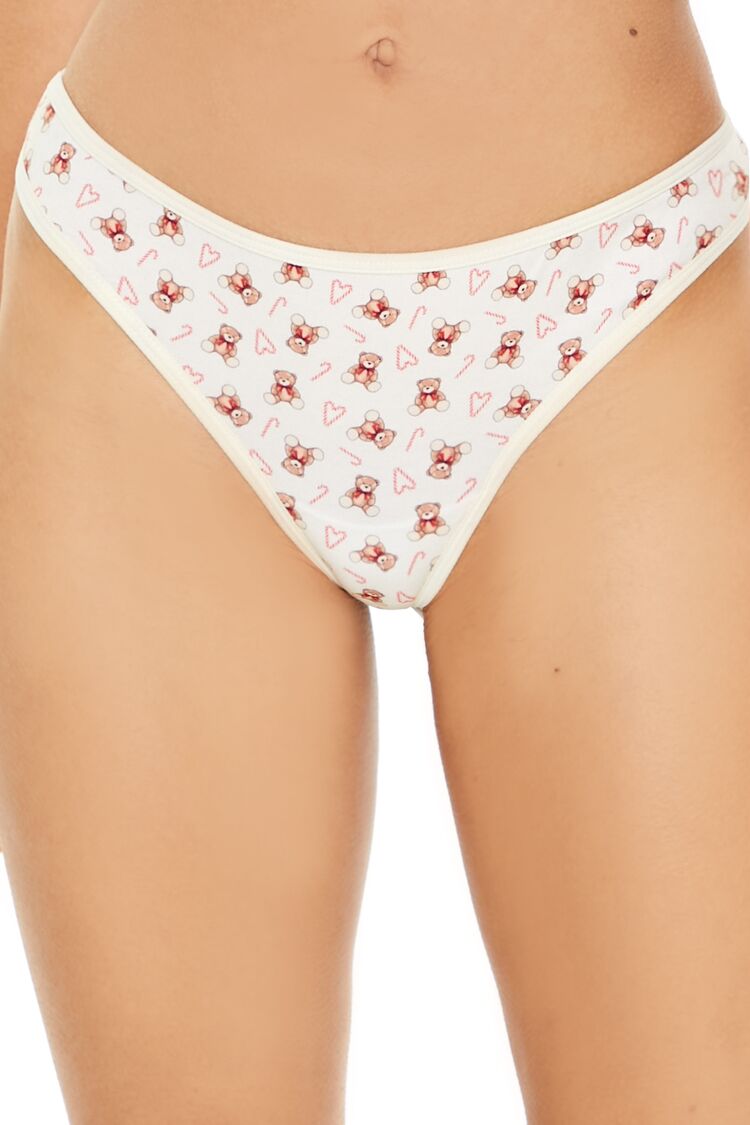  Forever 21 Teddy Bear Thong Panties - ivory-multi - Bonton