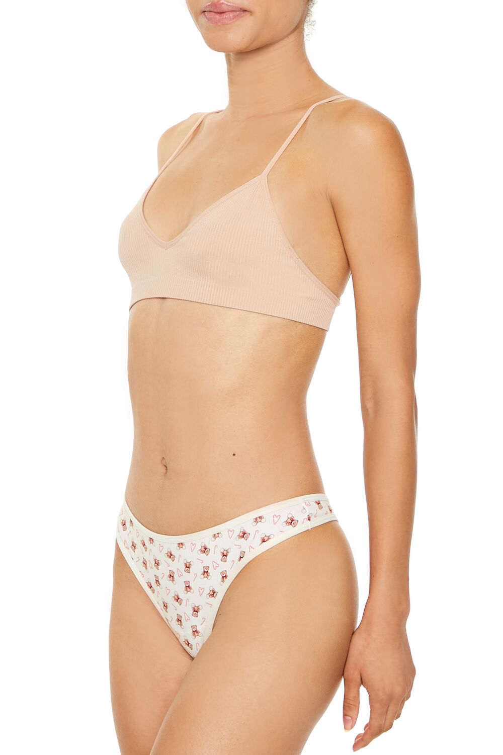  Forever 21 Teddy Bear Thong Panties - ivory-multi - Bonton