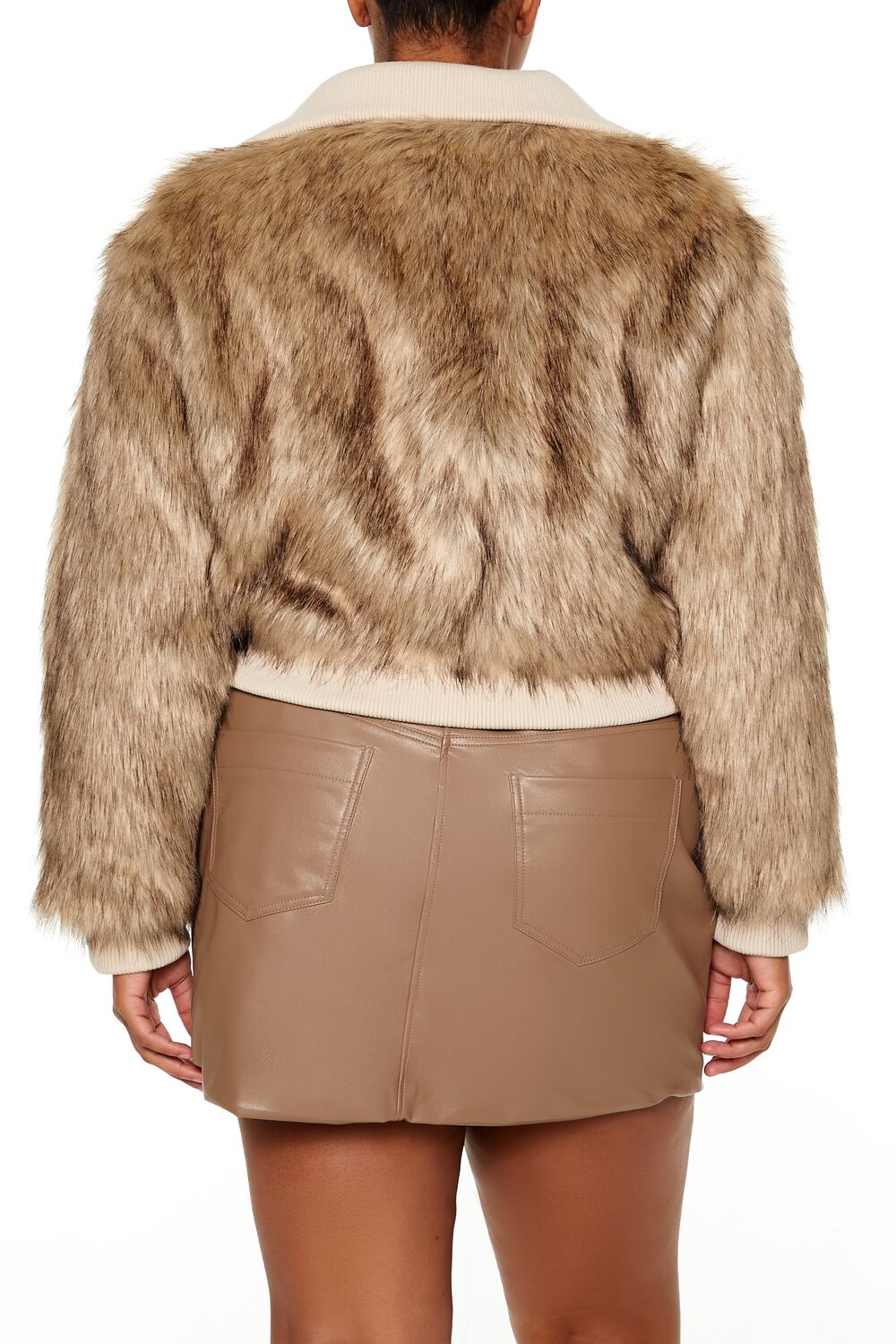  Forever 21 Plus Size Cropped Faux Fur Jacket - brown - Bonton
