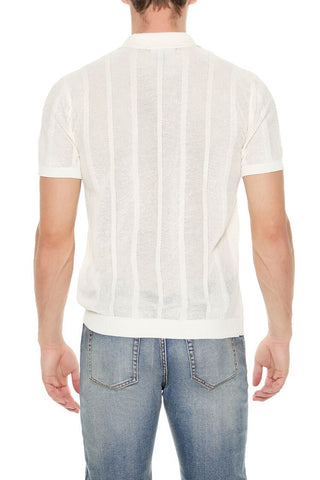 Crochet Sweater-Knit Polo Shirt