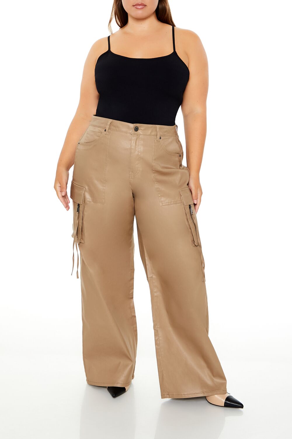  Forever 21 Plus Size Metallic Cargo Pants - brown - Bonton