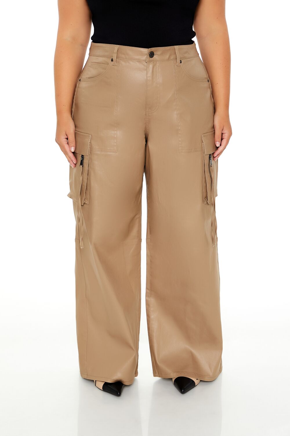  Forever 21 Plus Size Metallic Cargo Pants - brown - Bonton