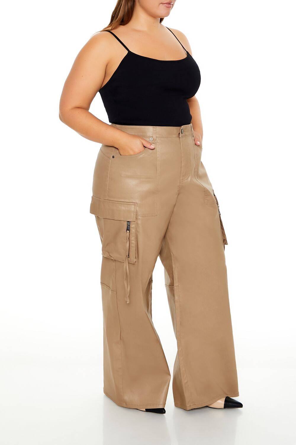  Forever 21 Plus Size Metallic Cargo Pants - brown - Bonton