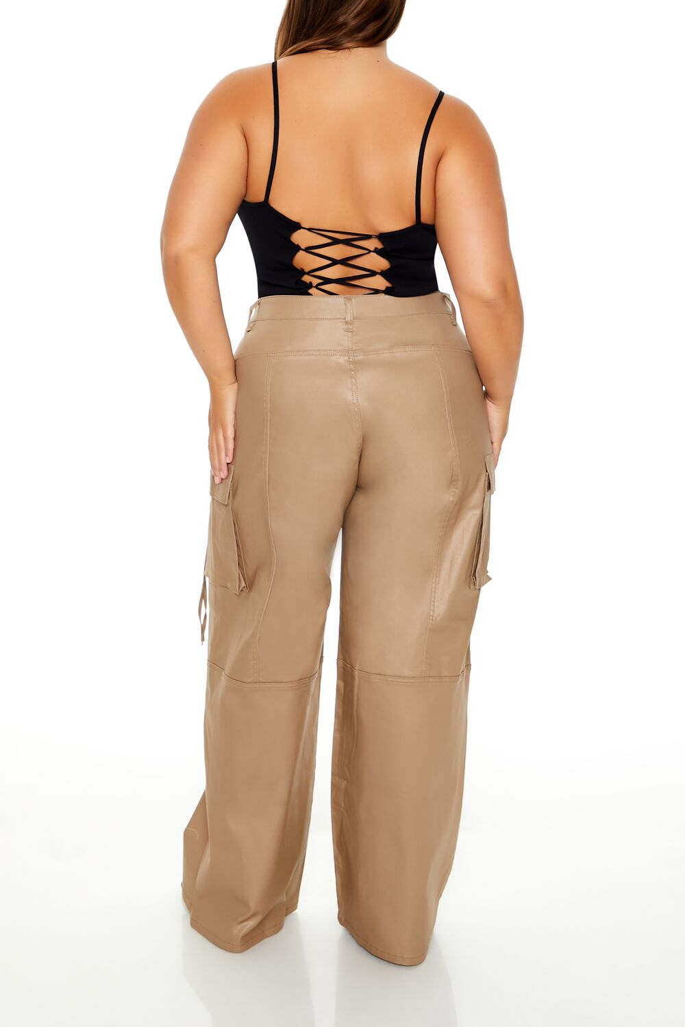 Forever 21 Plus Size Metallic Cargo Pants - brown - Bonton