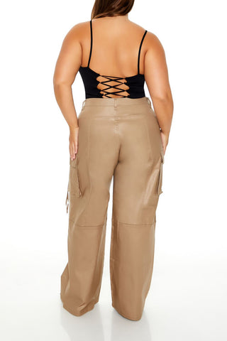 Plus Size Metallic Cargo Pants