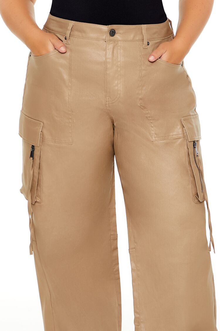  Forever 21 Plus Size Metallic Cargo Pants - brown - Bonton