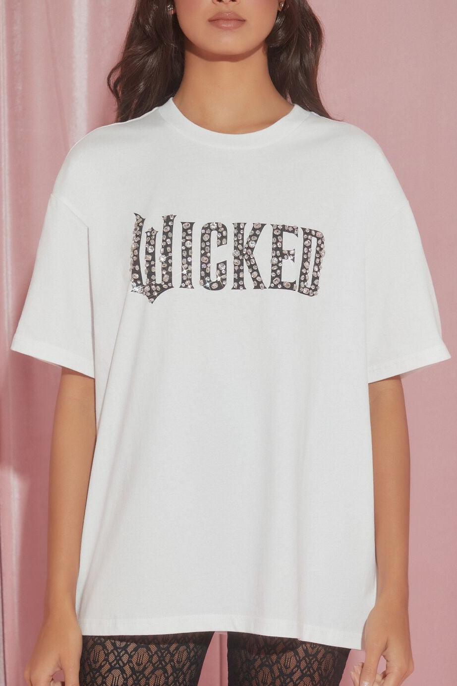  Forever 21 Wicked Faux Gem Tee - white multi - Bonton