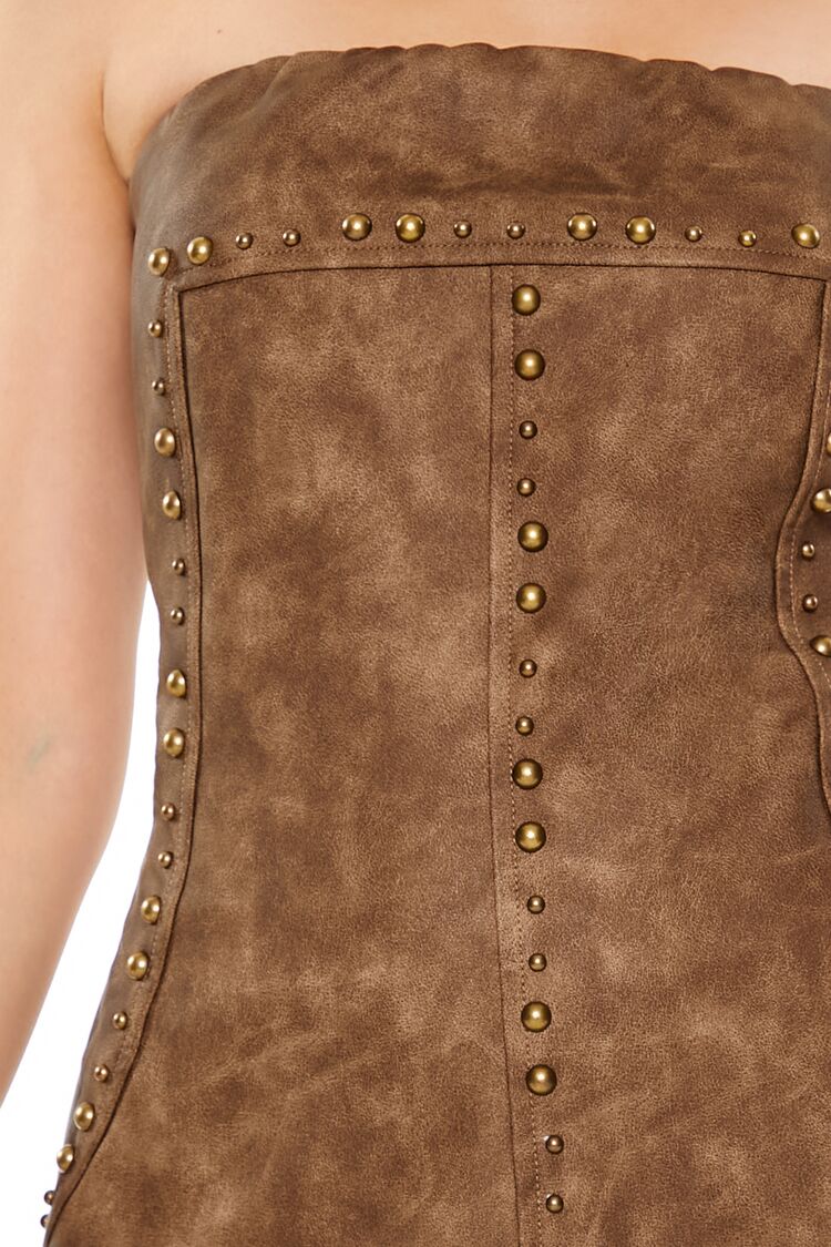  Forever 21 Studded Tube Mini Dress - brown-swatch - Bonton