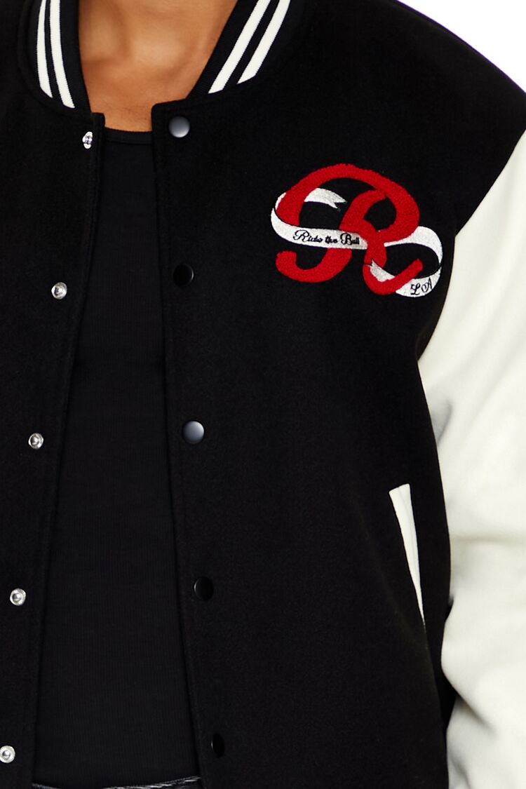  Forever 21 Horseshoe Varsity Bomber Jacket - black-multi - Bonton