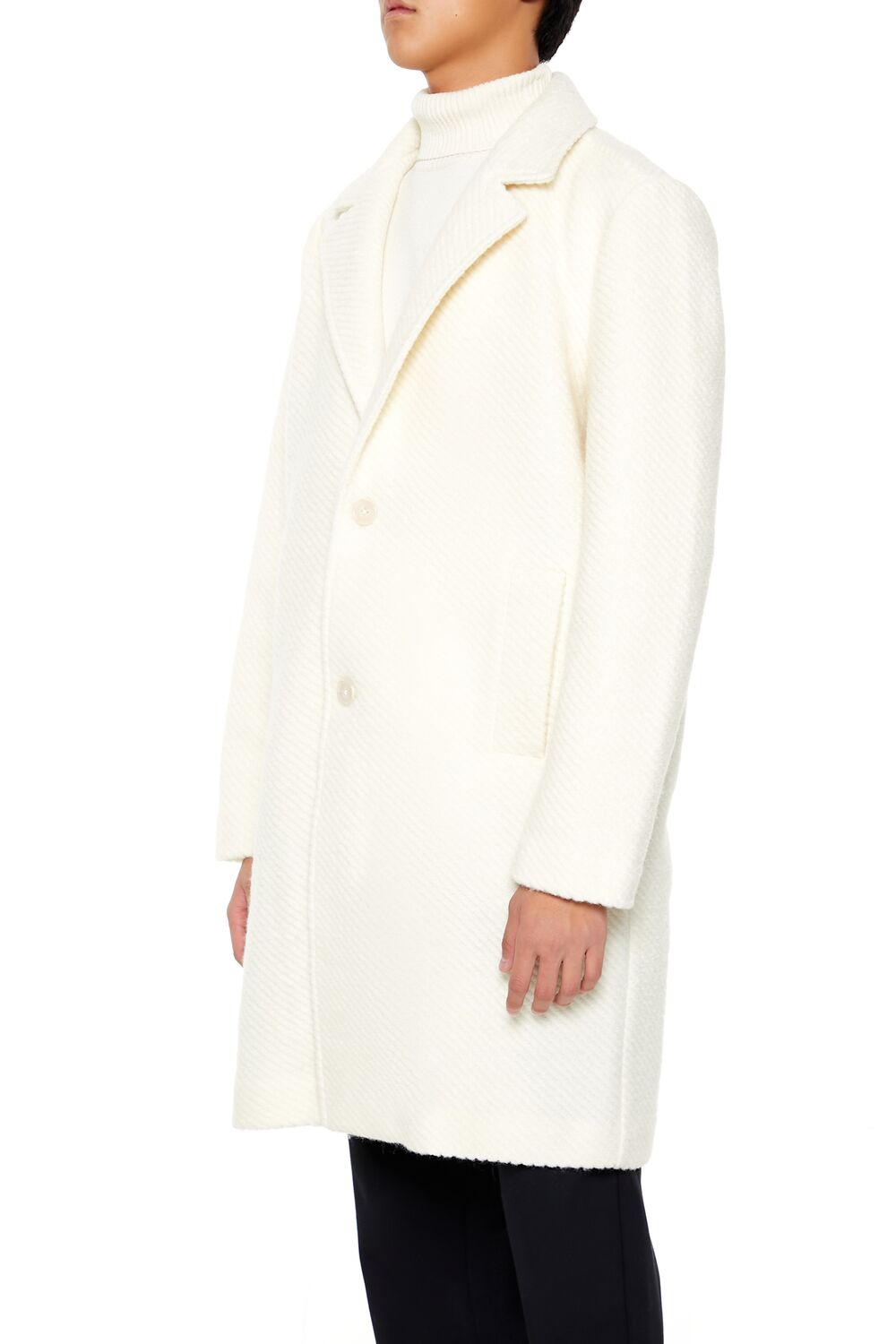  Forever 21 Textured Notched Coat - cream - Bonton