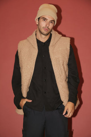 Hooded Faux Shearling Vest