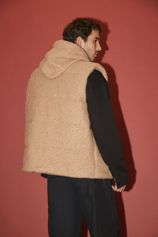 Hooded Faux Shearling Vest