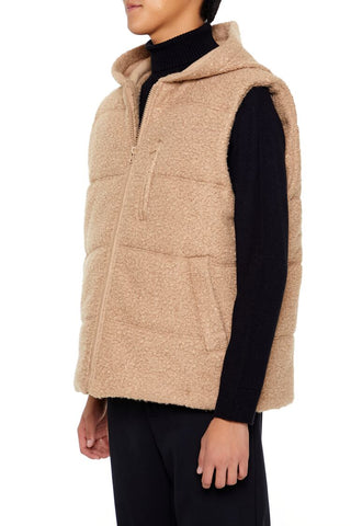 Hooded Faux Shearling Vest