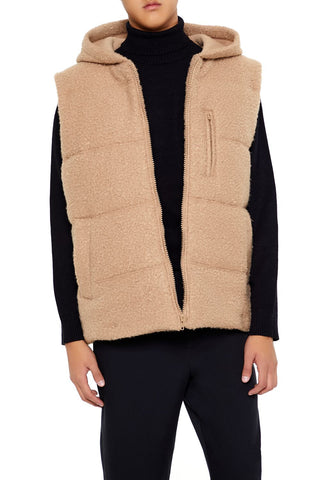 Hooded Faux Shearling Vest