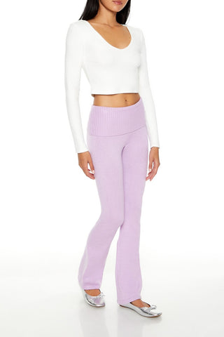 Sweater-Knit High-Rise Flare Pants