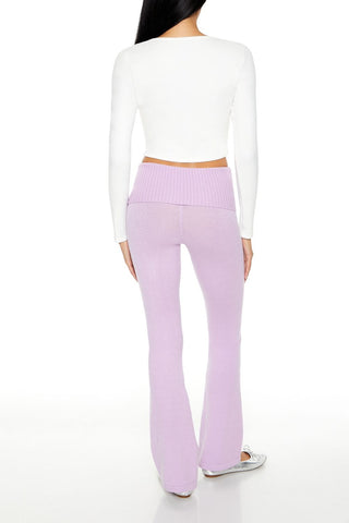 Sweater-Knit High-Rise Flare Pants