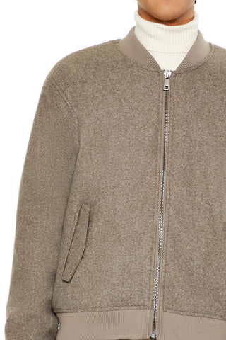 Faux Shearling-Lined Bomber Jacket