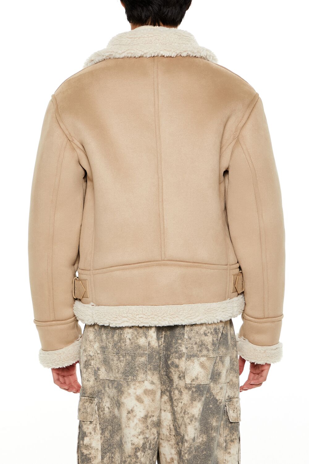  Forever 21 Faux Suede & Shearling Jacket - taupe-cream-swatch - Bonton