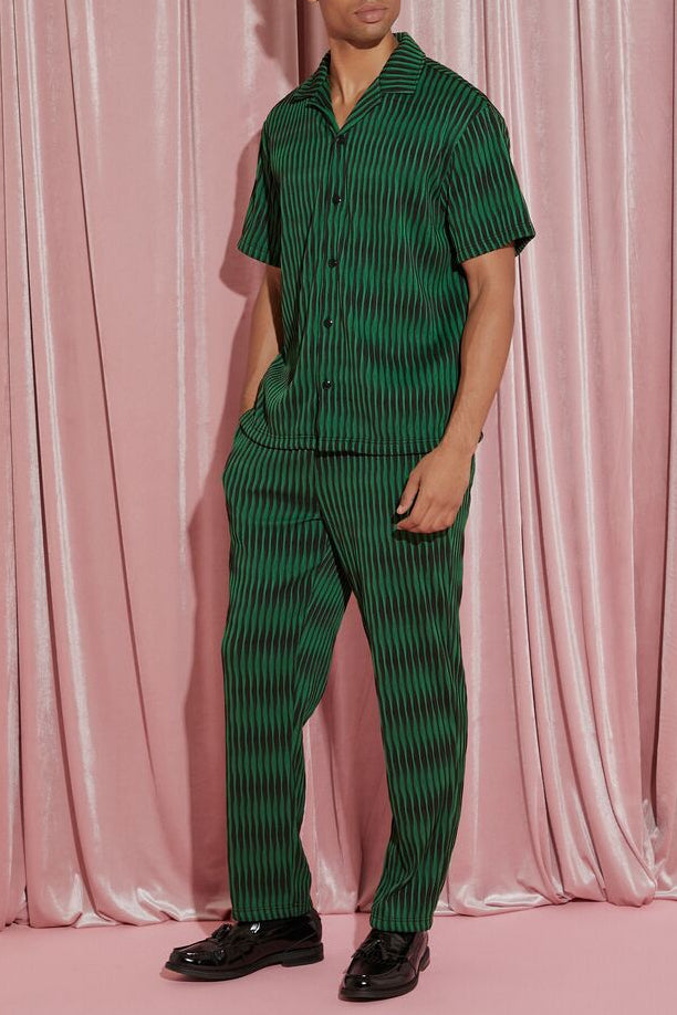  Forever 21 Wicked Plisse Drawstring Pants - green-black - Bonton