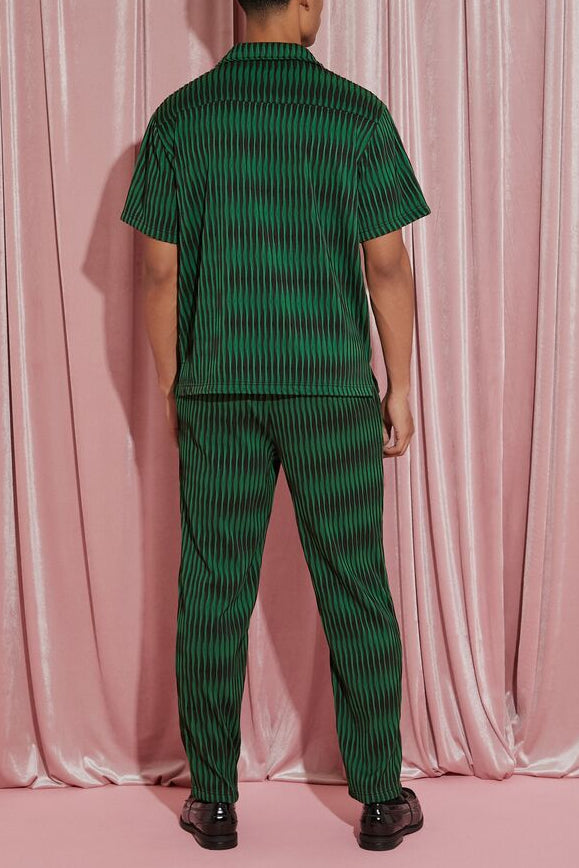  Forever 21 Wicked Plisse Drawstring Pants - green-black - Bonton