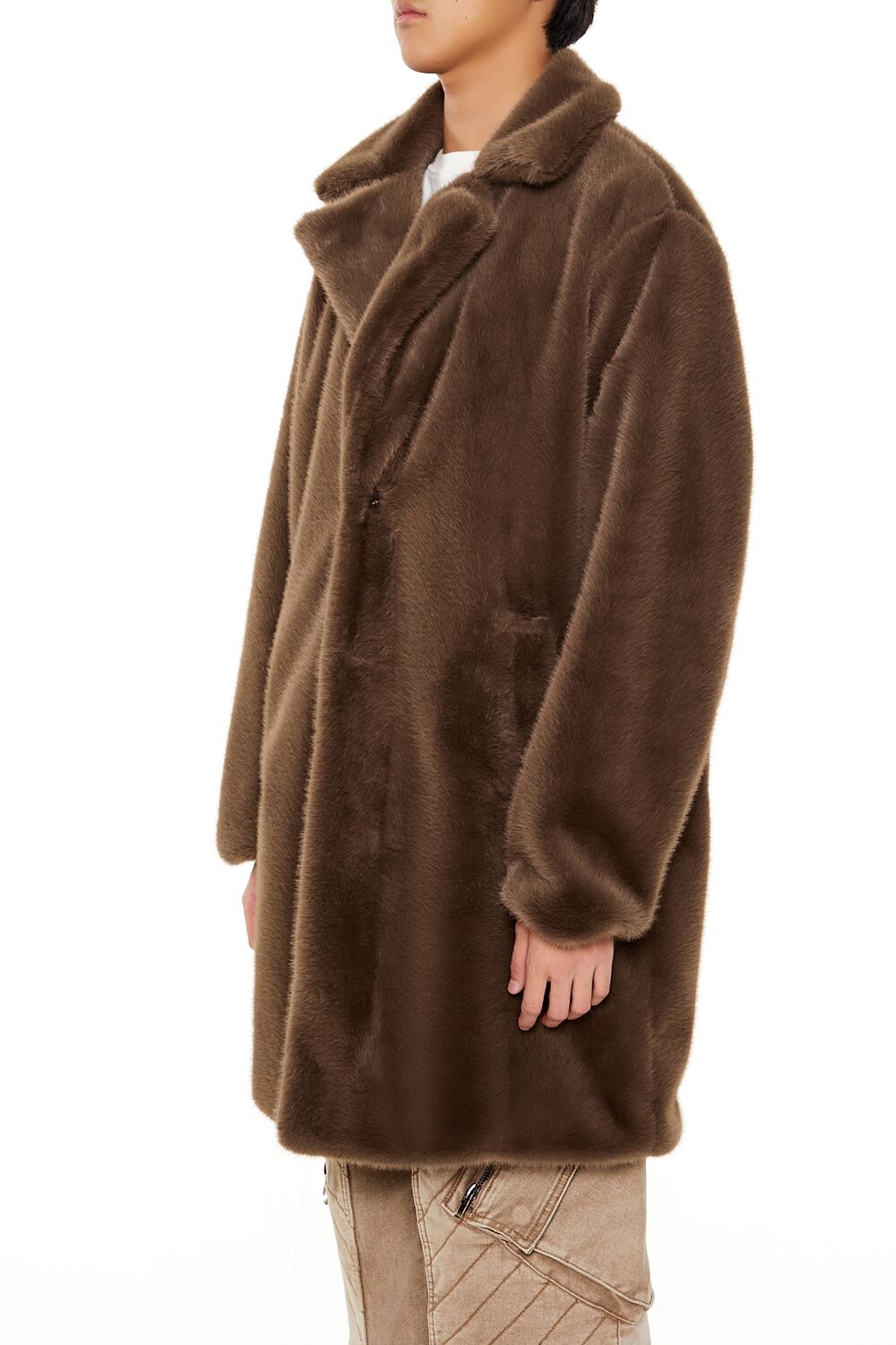  Forever 21 Notched Faux Fur Coat - cocoa-swatch - Bonton