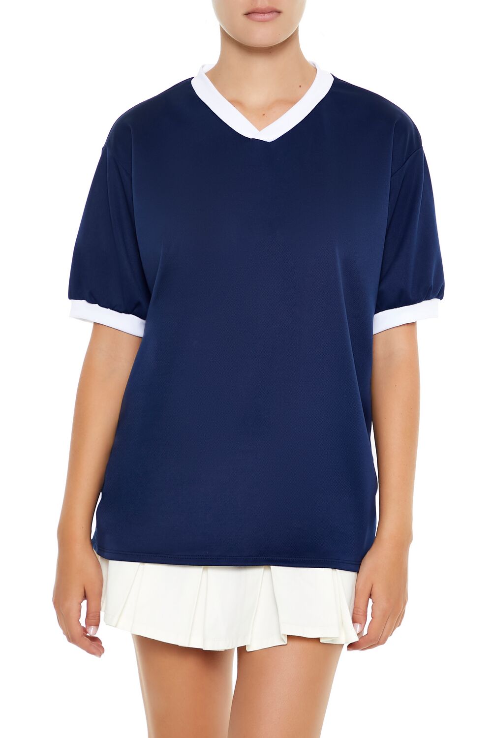  Forever 21 V-Neck Ringer Jersey - navy white - Bonton