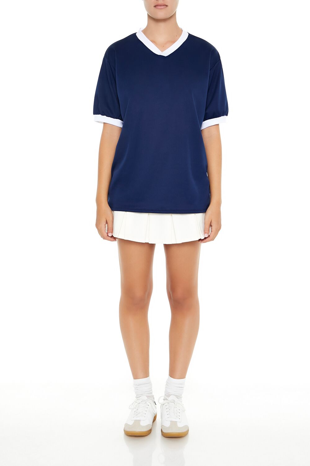 Forever 21 V-Neck Ringer Jersey - navy white - Bonton