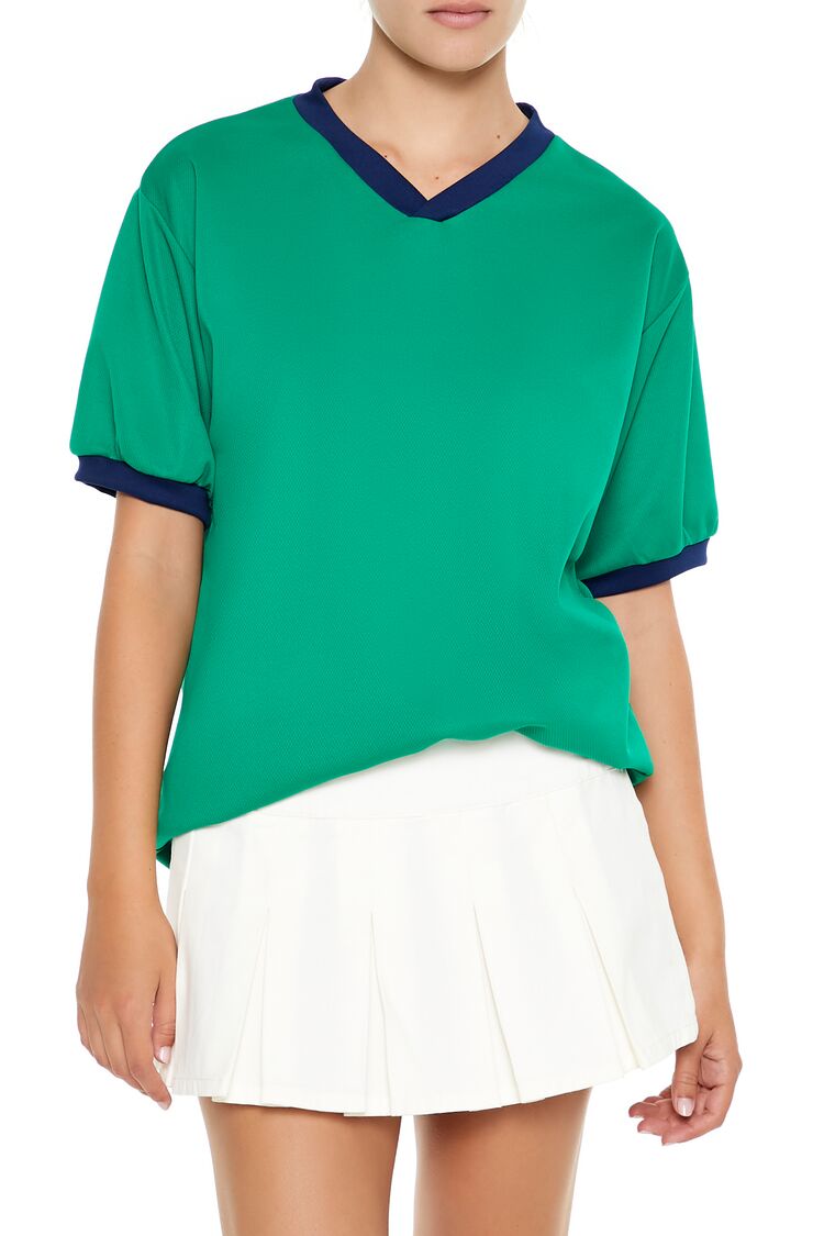  Forever 21 V-Neck Ringer Jersey - navy white - Bonton