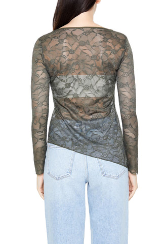 Asymmetrical Sheer Lace Top