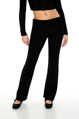 Mid-Rise Foldover Flare Pants