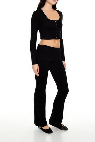 Mid-Rise Foldover Flare Pants